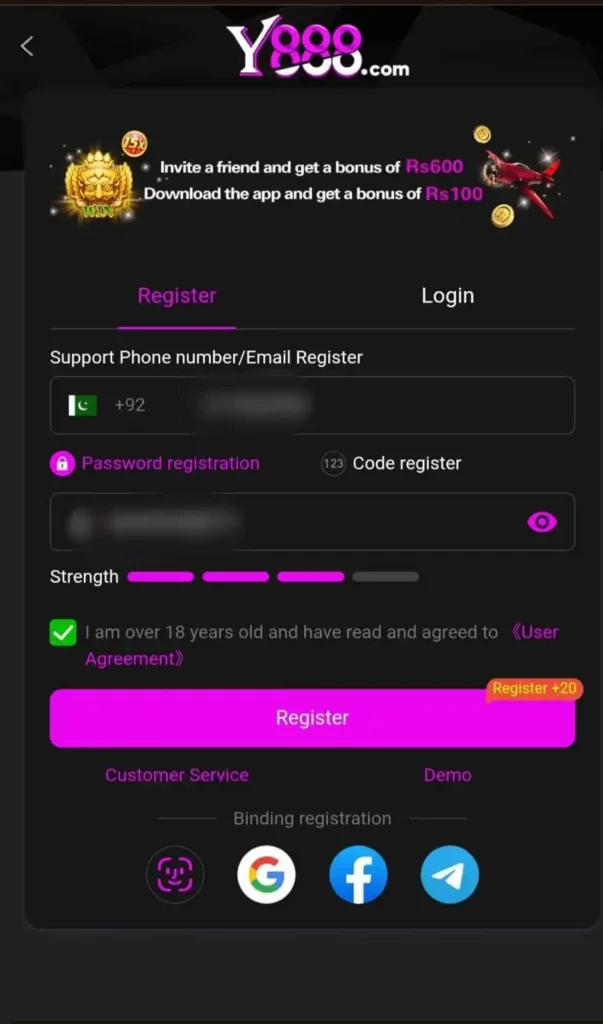 Y888 GAME Download APK (New Earning App) In Pakistan 3 Y888 Game login and registration